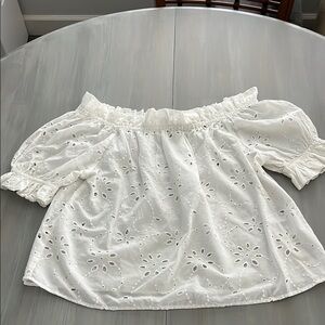 NWT H&M White Eyelet Off-Shoulder Top